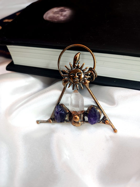 Amethyst & Clear Quartz Pendulum